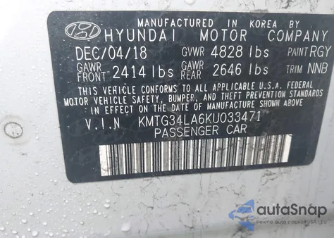 2019 Genesis G70 2.0T Advanced from USA, damaged, VIN KMTG34LA6KU033471